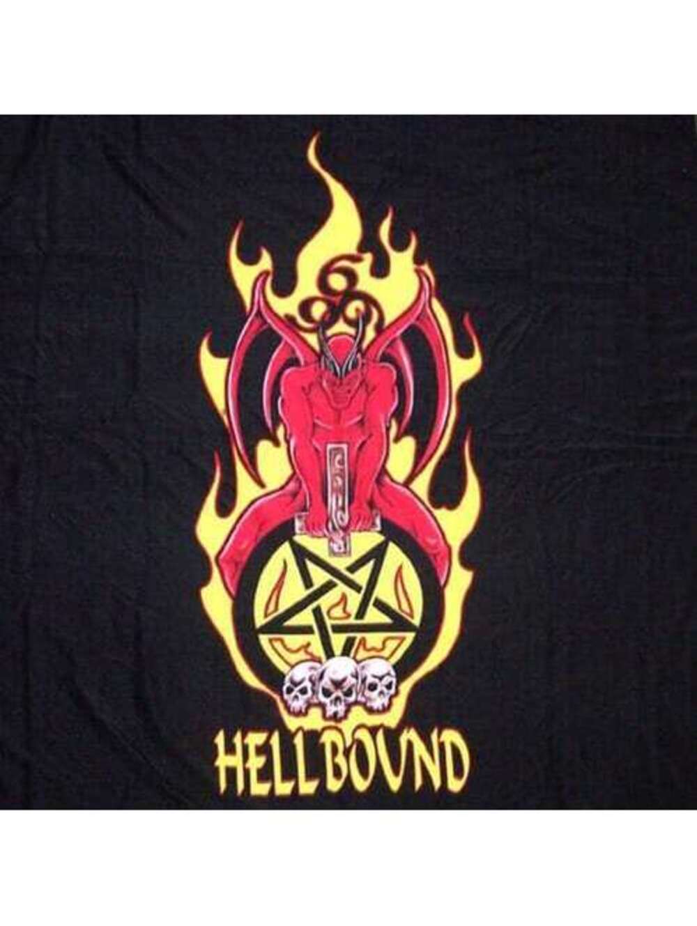 HELLBOUND 666 Wall Banner Flag Tapestry vintage 80s devil demon art